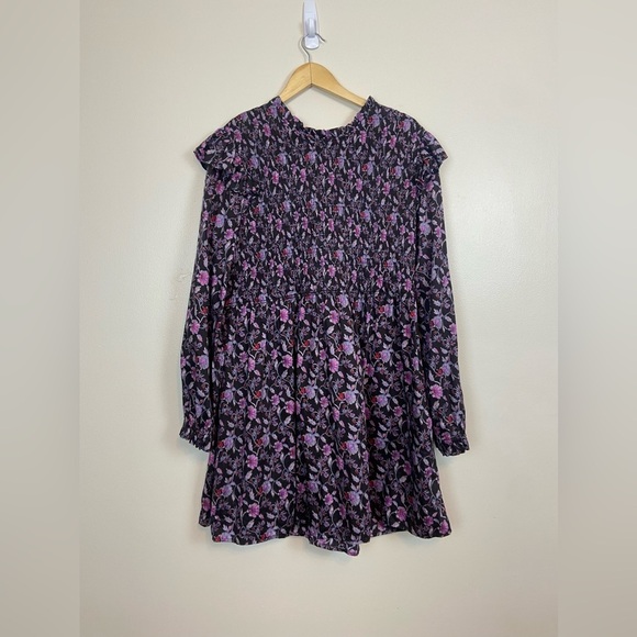 GAP SMOCKED RUFFLE SLEEVE FLORAL MINI DRESS BOHO - Picture 4 of 8